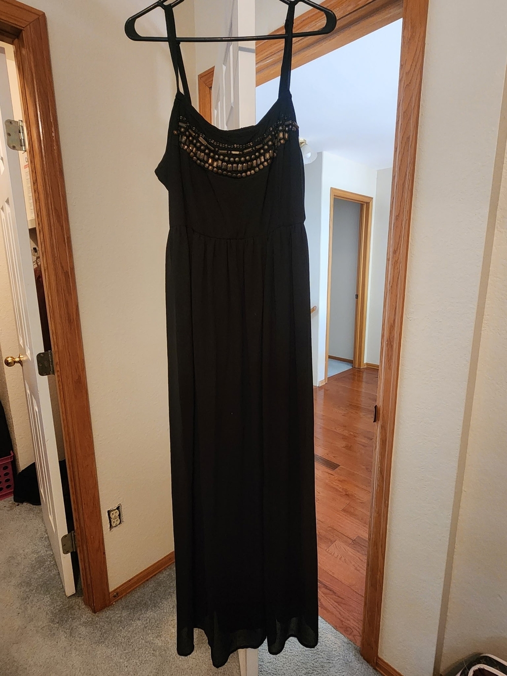 torrid Black Beaded Scoop-Neck Maxi Dress